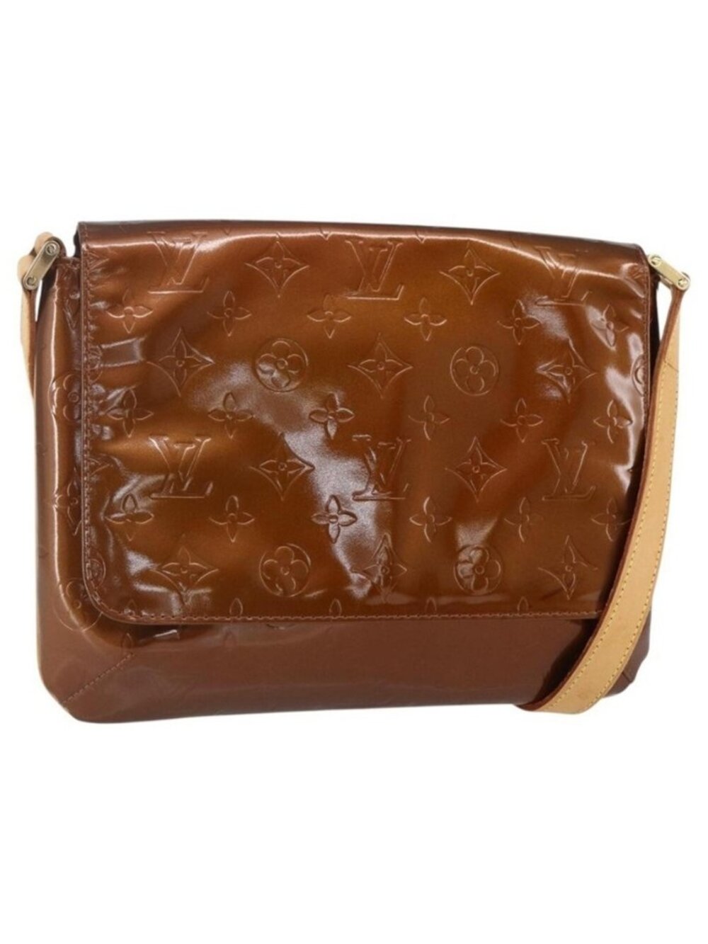 Authentic LOUIS VUITTON Monogram Vernis Thompson Street Bag Bronze M91124 LV